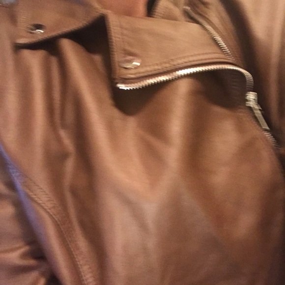 Brown Faux Leather Jacket - Picture 4 of 7
